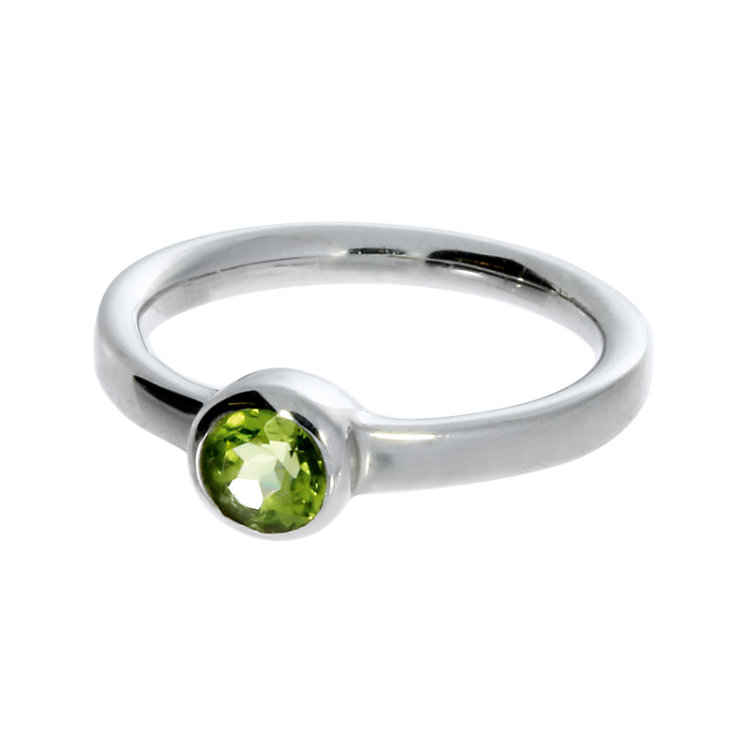 Ring si Peridot 5 mm rund fac Ringweite 52