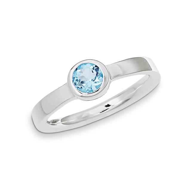 Ring Silber swiss blueTopas 5 mm rund fac Ringweite 52