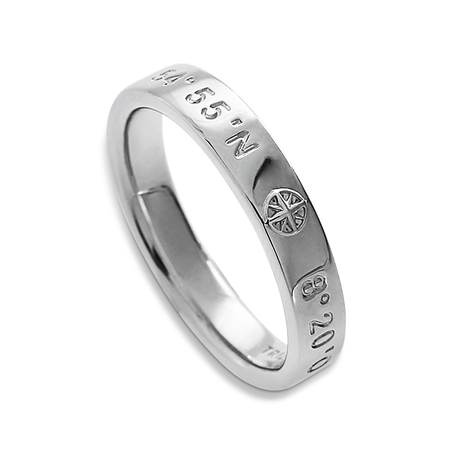 Ring Sylt Koordinaten 3.0 poliert  rhodiniert Ringweite 54