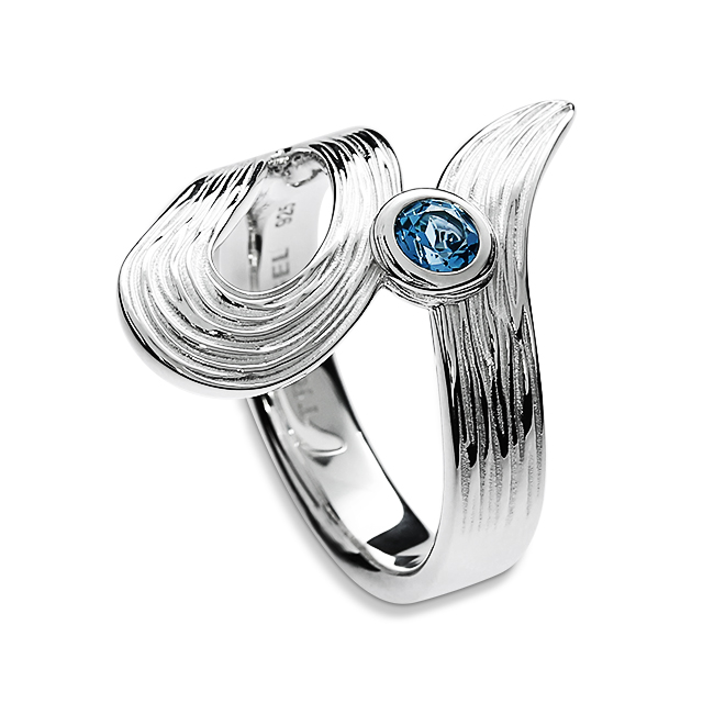 Ring Crease Schlaufe Silber 925 Swiss blue Topas 4 mm fac Ringweite 56