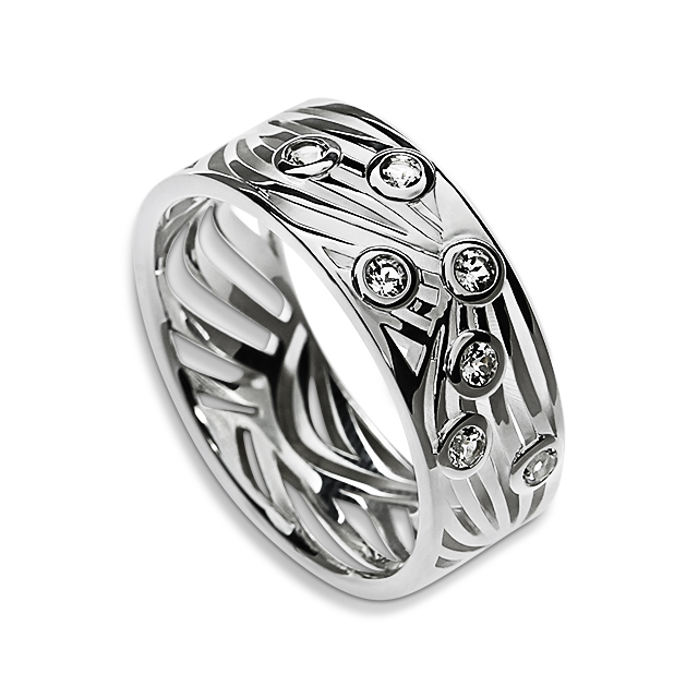 Ring Illusion Silber-hell 8 mm, weißer topas Ringweite 58