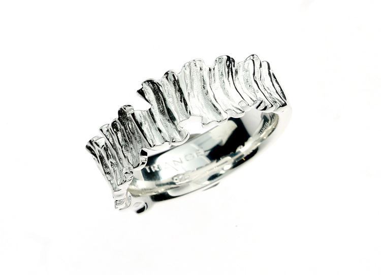 Ring Crease Wood Silber Breite 8 mm Ringweite 58