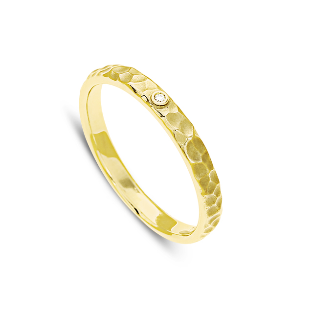 Ring Hammerschlag 585 Gelbgold Diamant 0,25 ct TWsi  Ringweite 58
