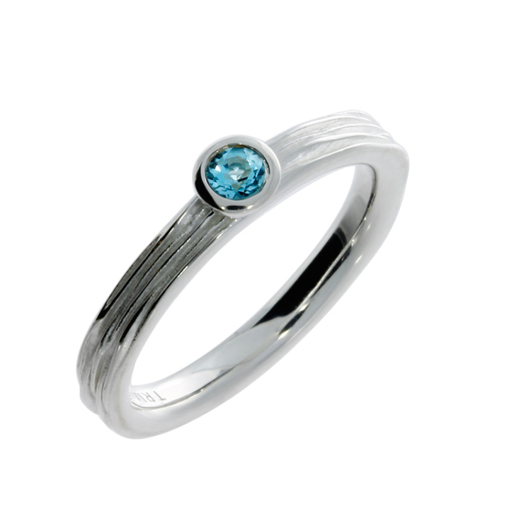 Ring si Crease Silber hell blauerTopas 3 mm fac Ringweite 60