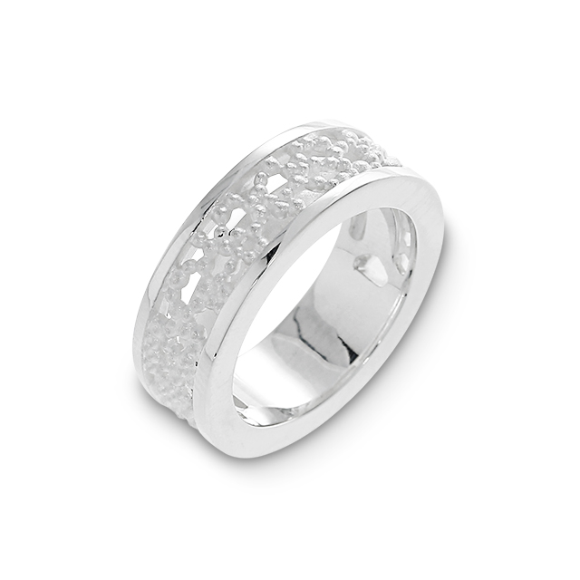 Ring Dots Milchstrasse Silber Breite 7 mm Ringweite 60