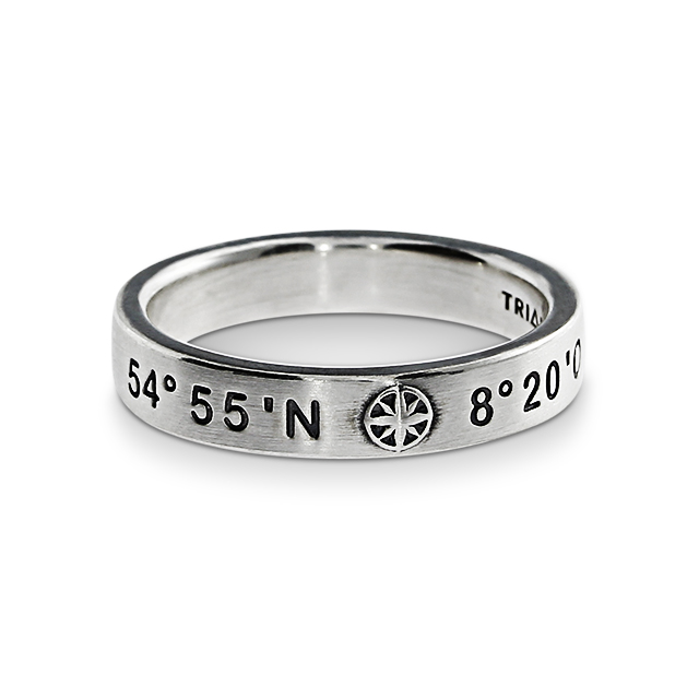 Ring Sylt Koordinaten 3.0 poliert  rhodiniert Ringweite 60