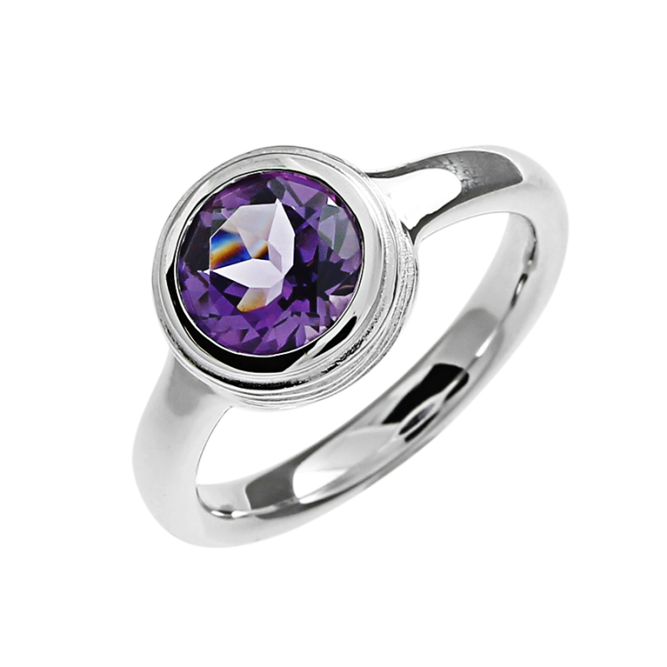 Ring Silber Crease Blossom Fassung Amethyst 8 mm fac Ringweite 62