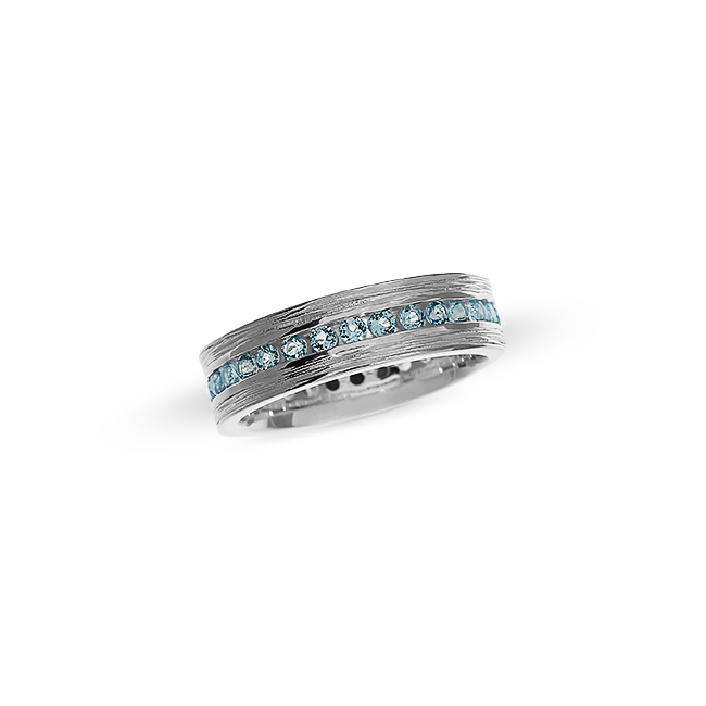 Ring Crease Silber Swiss blueTopas Kanalfassung 8 mm breit Ringweite 62
