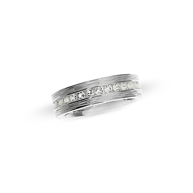 Ring Crease Silber weißer Topas Kanalfassung  Ringweite 62
