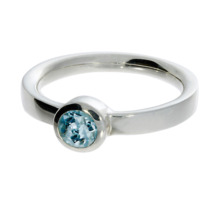 Ring si blauer Topas 5 mm rund fac Ringweite 62