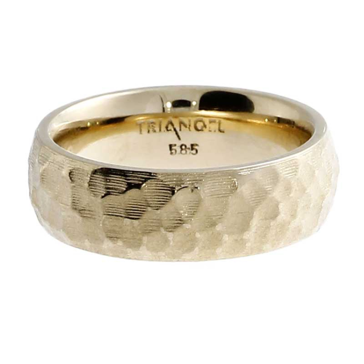 Ring Hammerschlag 585 Gold 7 mm breit Ringweite 64