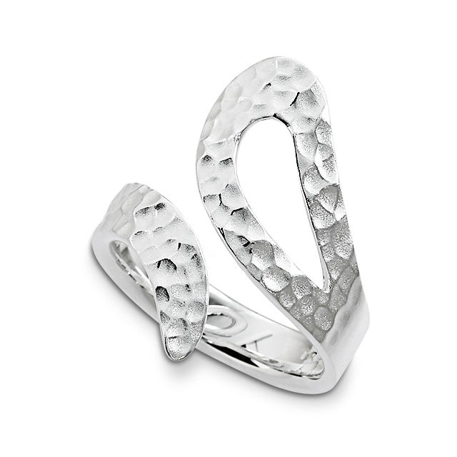 Ring Hammerschlag Schlaufe Silber 925 Ringweite 68