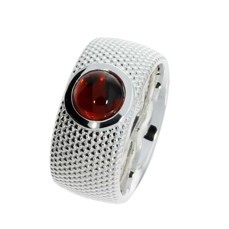 Ring Dots No1 Silber Granat 7 mm rund cab Ringweite UNI