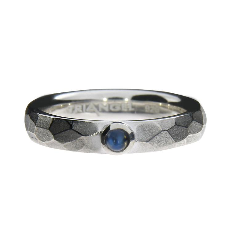 Ring Silber Hammerschlag 3mm Mondstein 3mm cab Ringweite UNI