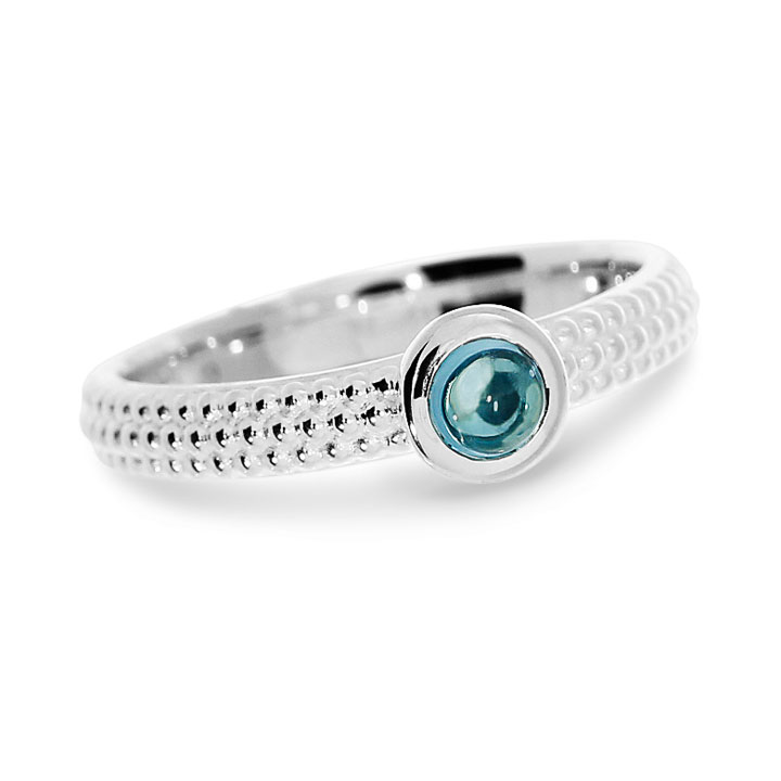 Ring Dots Silber 3mm blauer Topas 4 mm rund cab Ringweite UNI