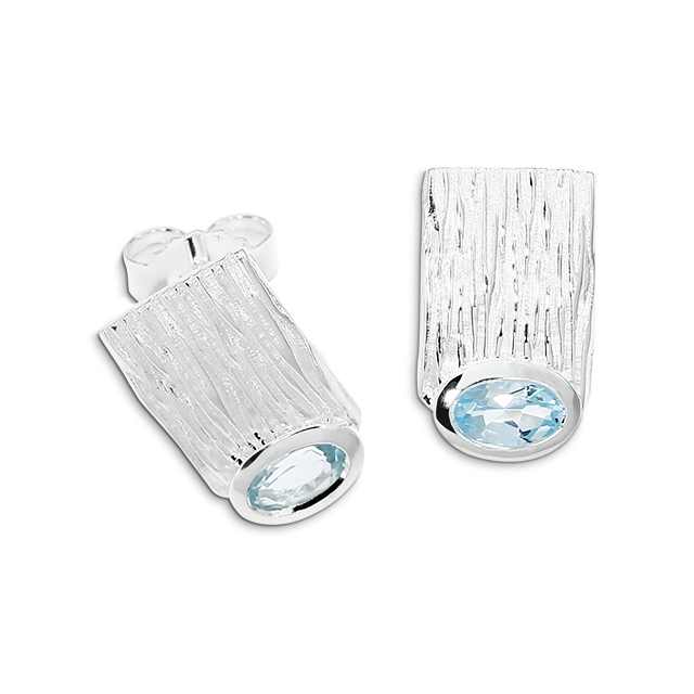 Ohrstecker Crease Silber hell sky blue Topas 5x3 mm fac; anlaufgeschützt