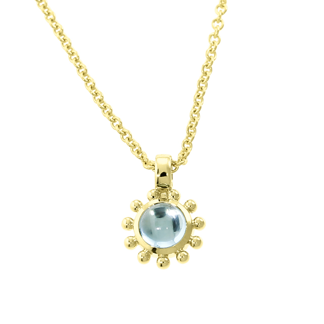 Anhänger 585 Gelbgold swiss blue topas 4 mm cab swiss blue topas 4 mm cab